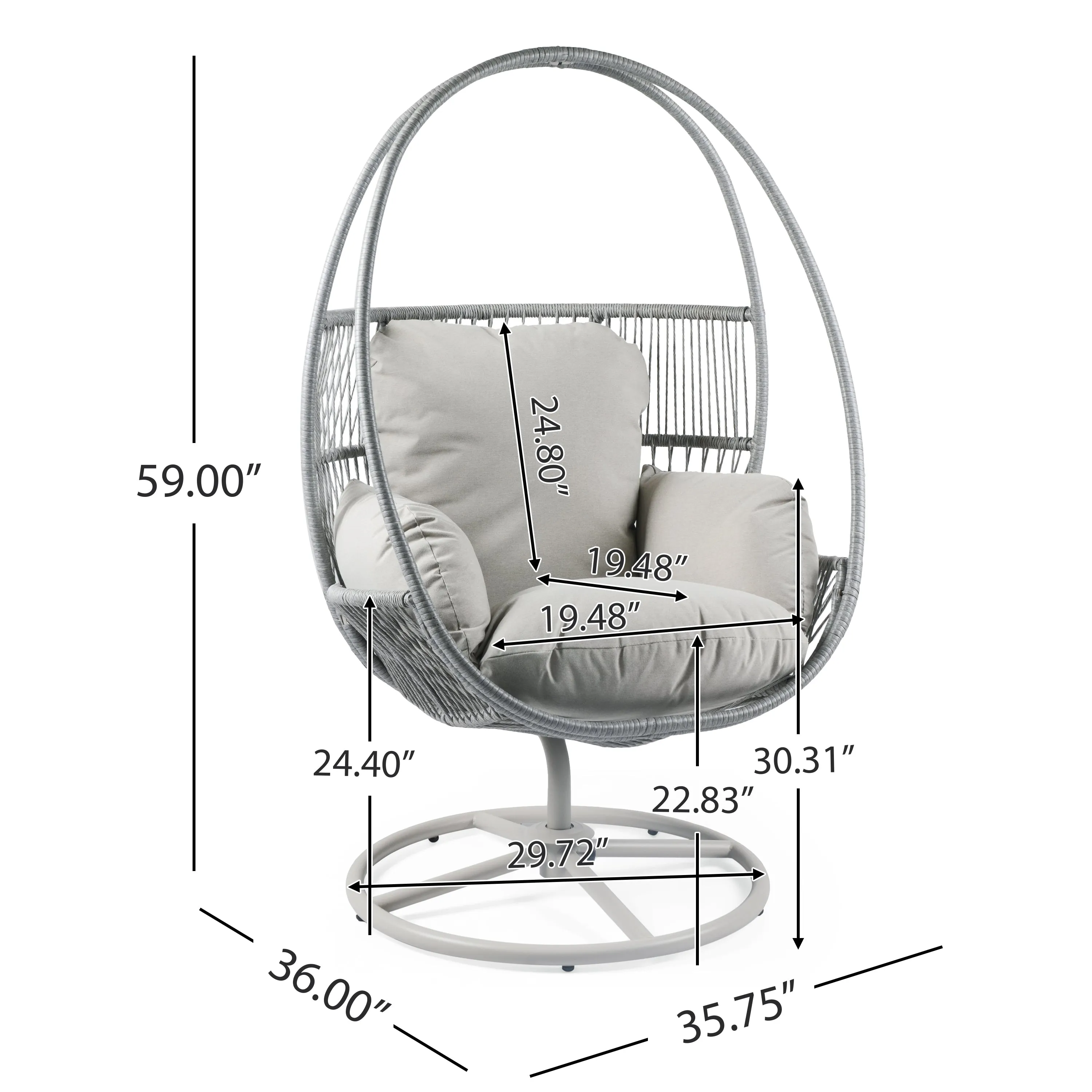 Lianie Outdoor Swivel Lounge Chair, Light Gray
