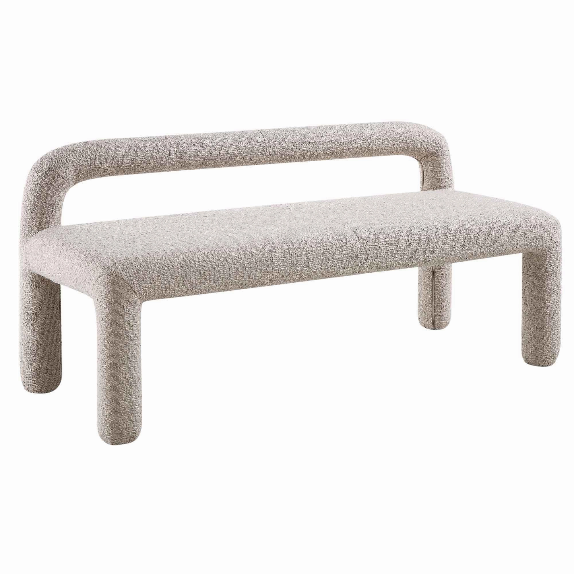 Libby Light Taupe Boucle 3 Seater Dining Bench