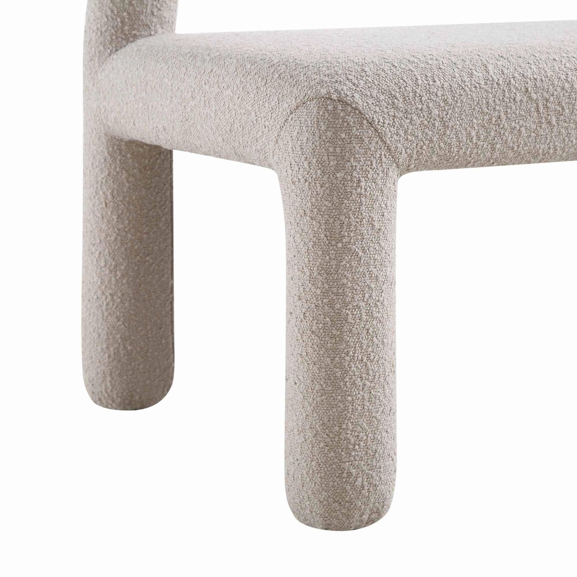 Libby Light Taupe Boucle 3 Seater Dining Bench