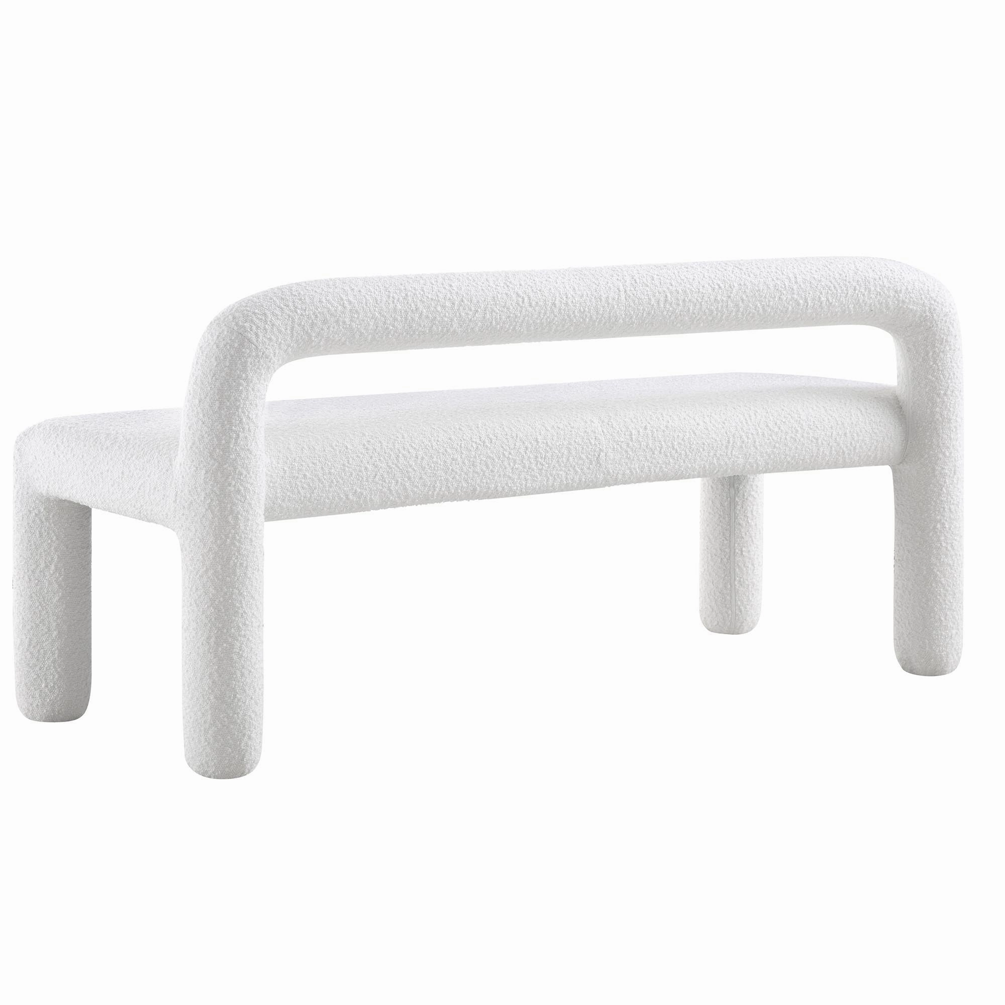 Libby Light White Boucle 3 Seater Dining Bench