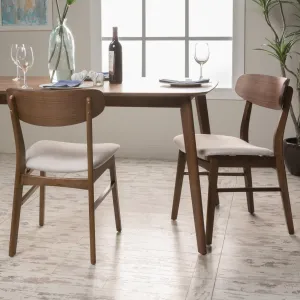 Light Beige Fabric/ Walnut Finish Dining Chair (Set of 2) - NH599892 dining table set, 6-piece dining set