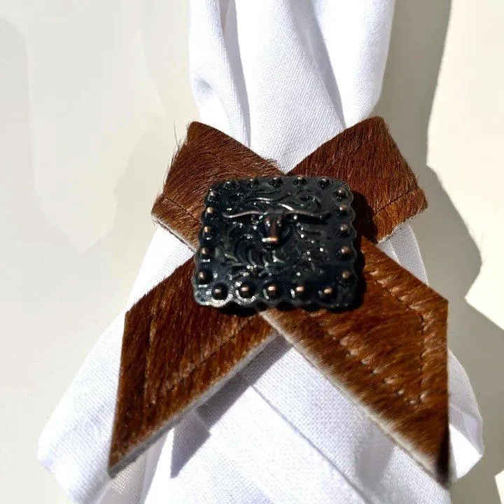 Light Brown Cowhide Napkin Rings