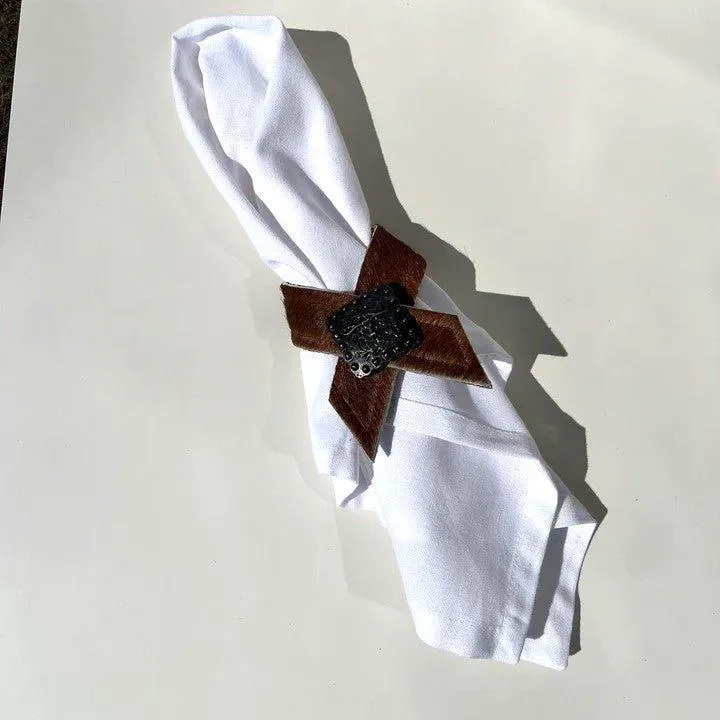 Light Brown Cowhide Napkin Rings