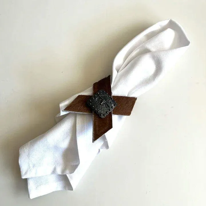 Light Brown Cowhide Napkin Rings