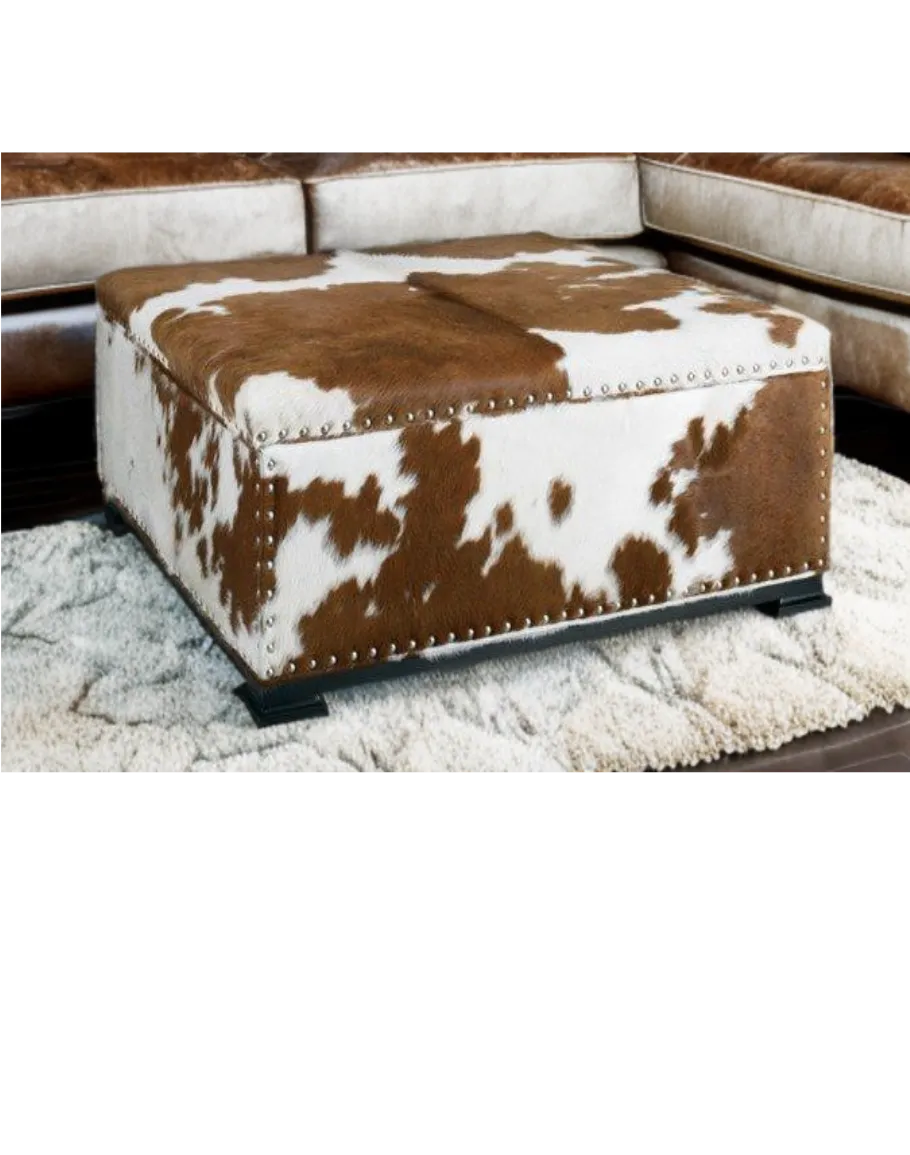 Lillian Square Cowhide Storage Ottoman vanity mirror, wall mirror