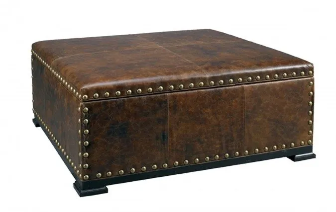 Lillian Square Leather Storage Ottoman