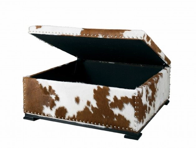 Lillian Square Cowhide Storage Ottoman