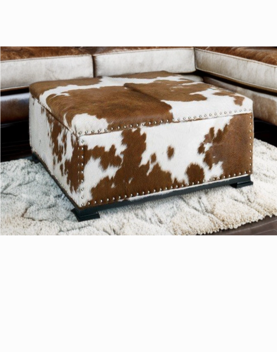 Lillian Square Cowhide Storage Ottoman table runner, placemat