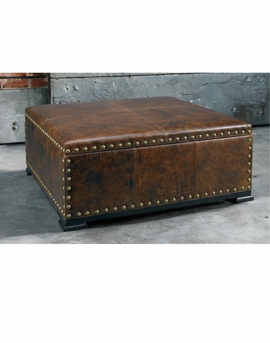 Lillian Square Leather Storage Ottoman table runner, placemat