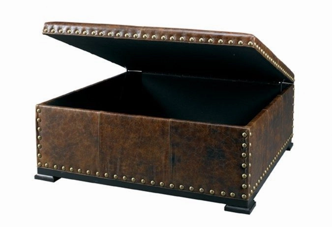 Lillian Square Leather Storage Ottoman