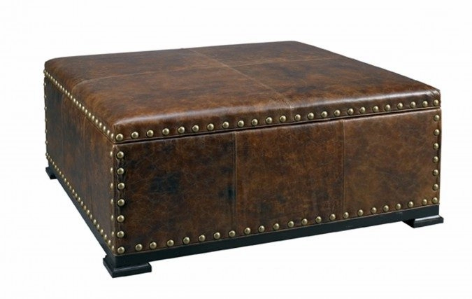 Lillian Square Leather Storage Ottoman