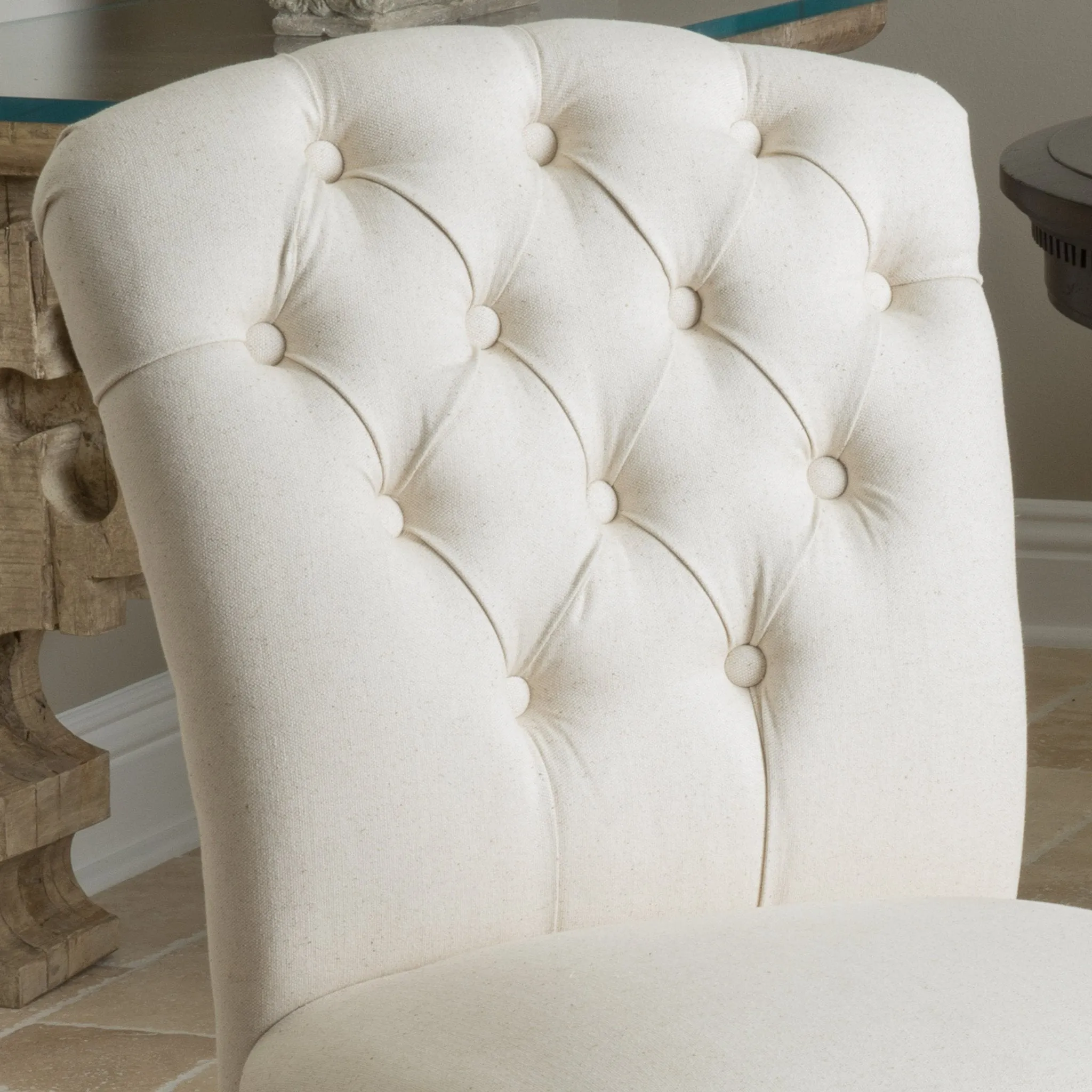 Linen Colored Fabric Dining Chairs (Set of 2) - NH514592