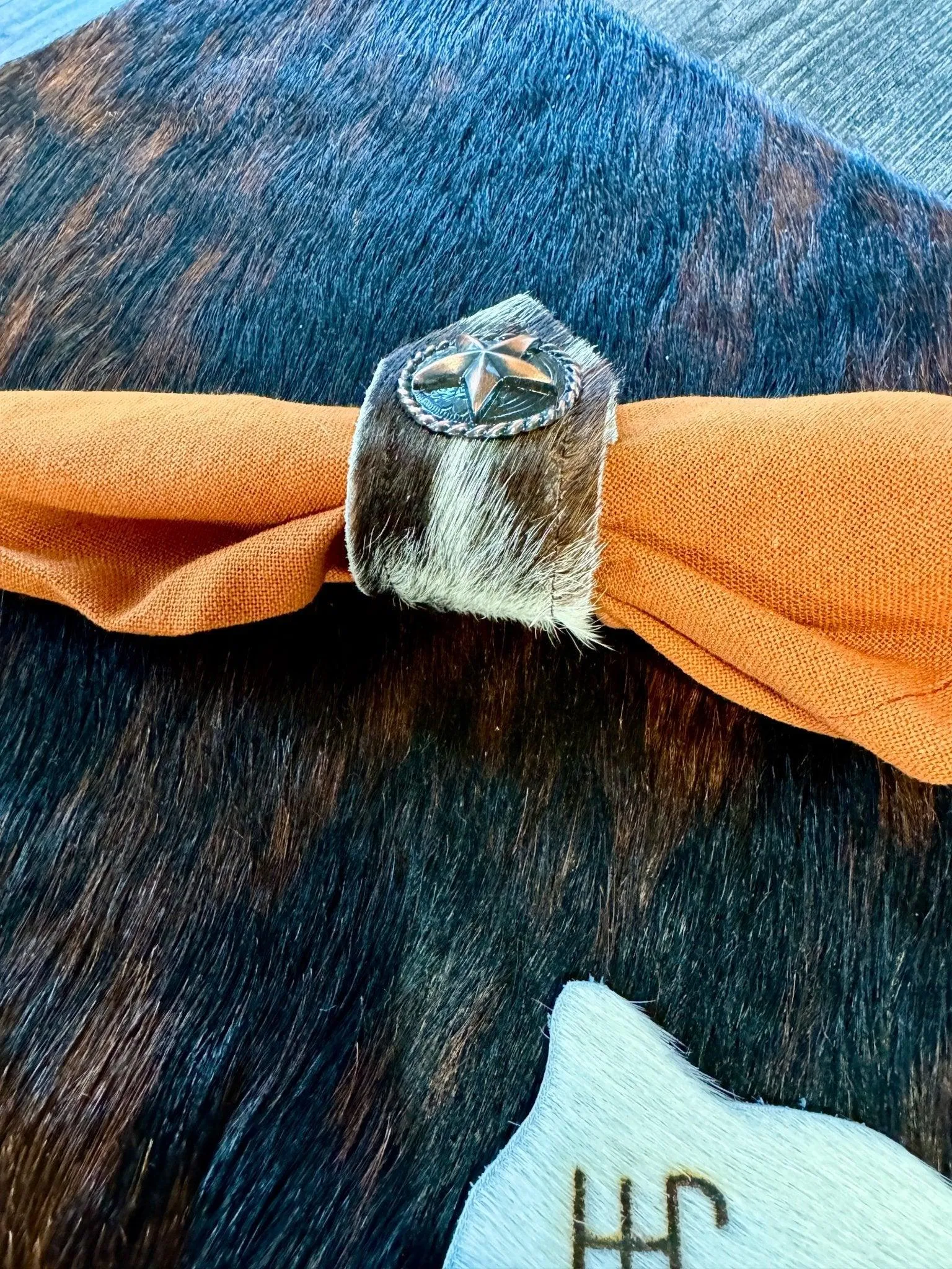 Lonestar Cowhide Napkin Rings