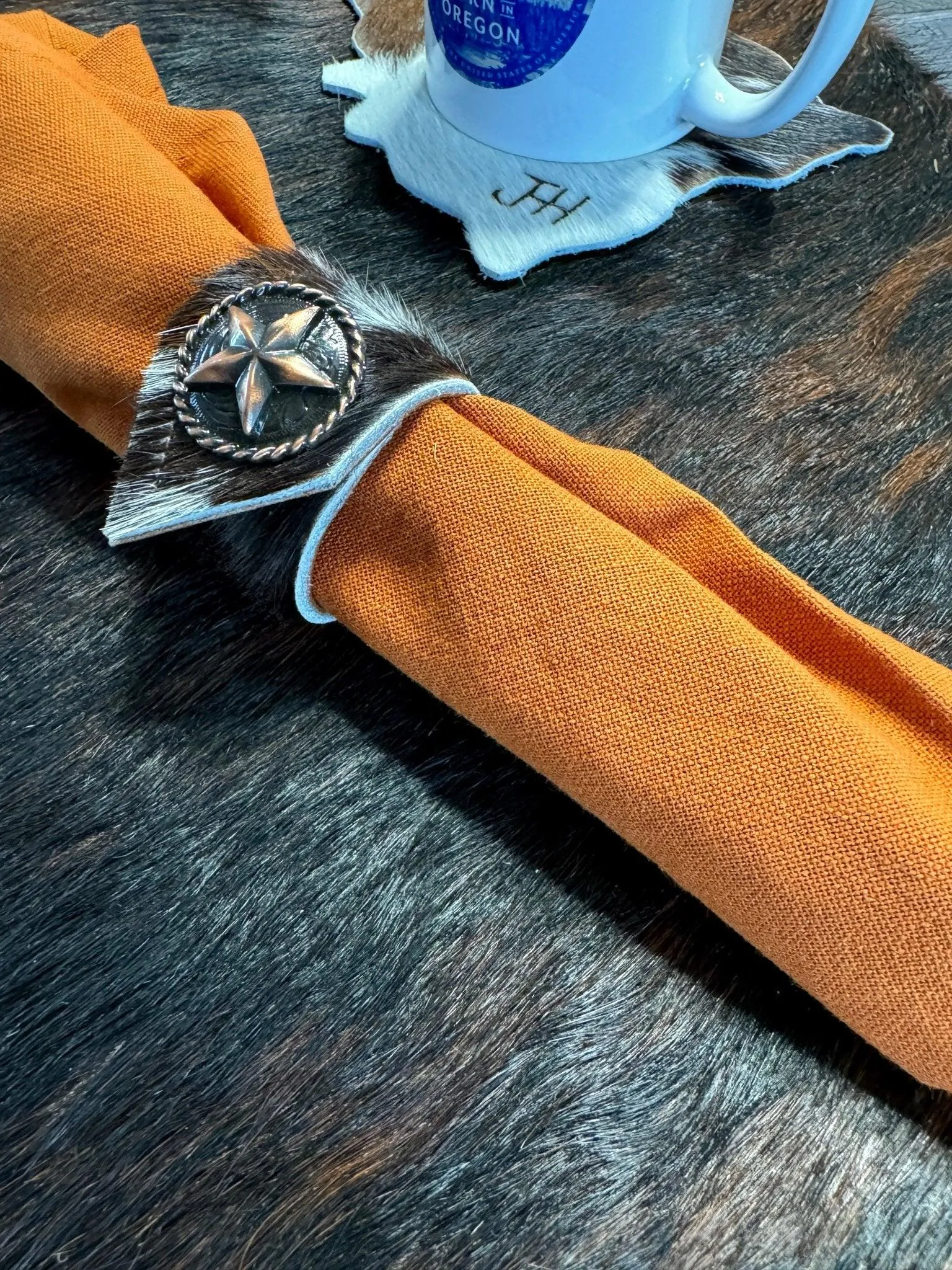Lonestar Cowhide Napkin Rings