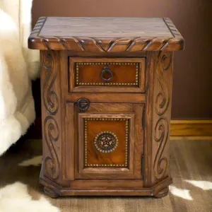 Lonestar Cowhide Nightstand bedroom furniture, nightstand
