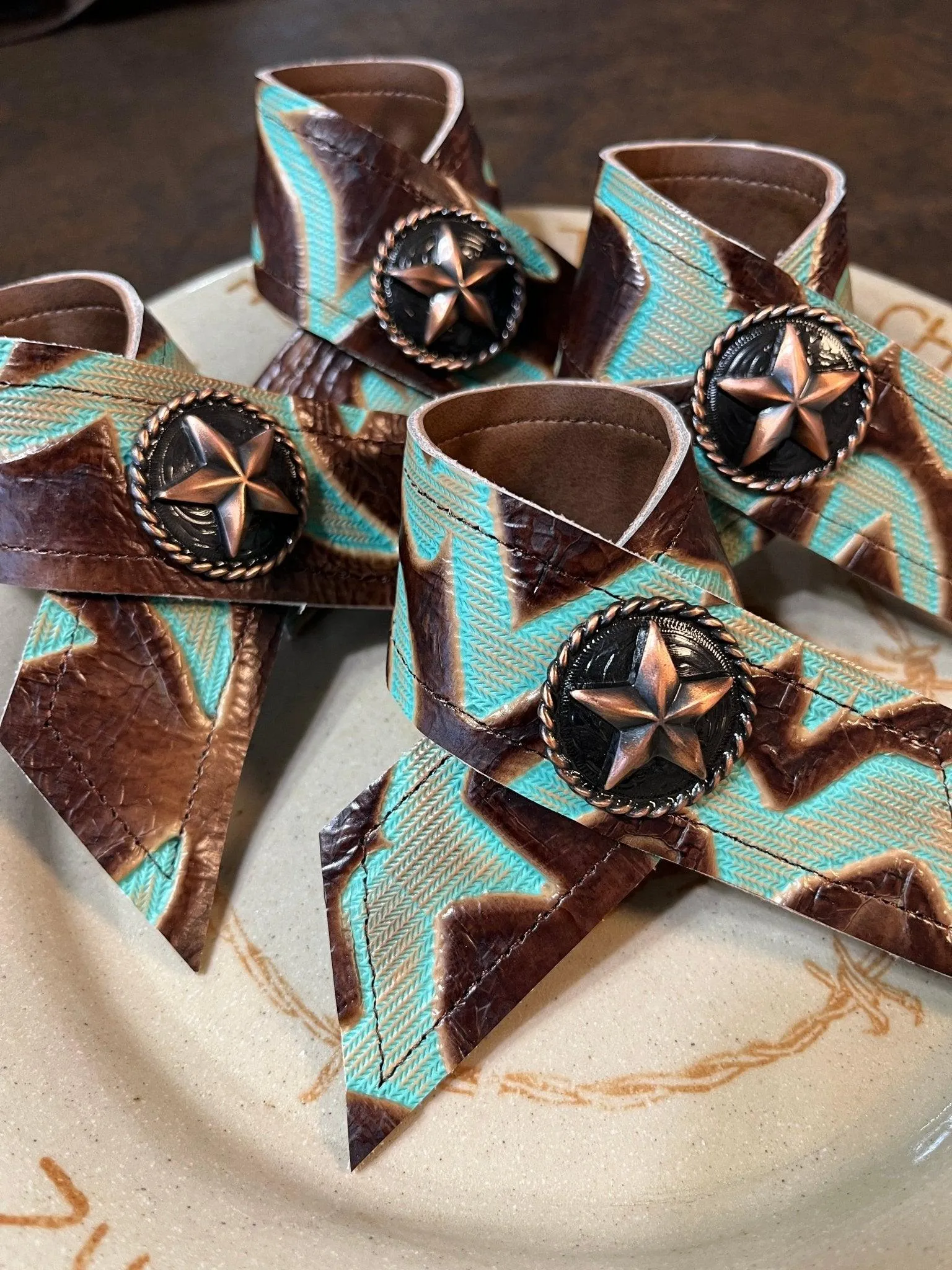 Lonestar Laredo Leather Napkin Rings 4-pc