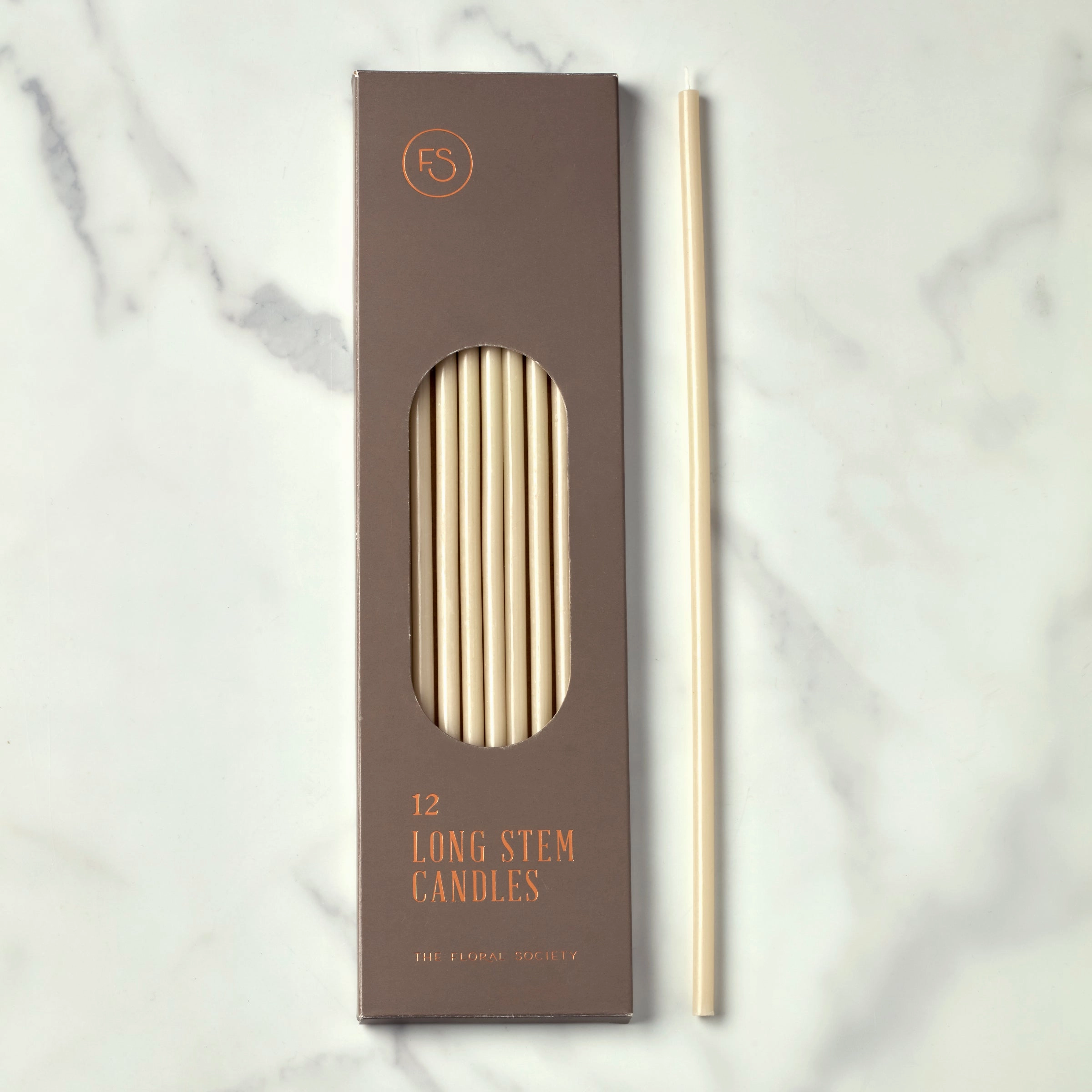Long-Stem Candles Set Of 12 - Parchment