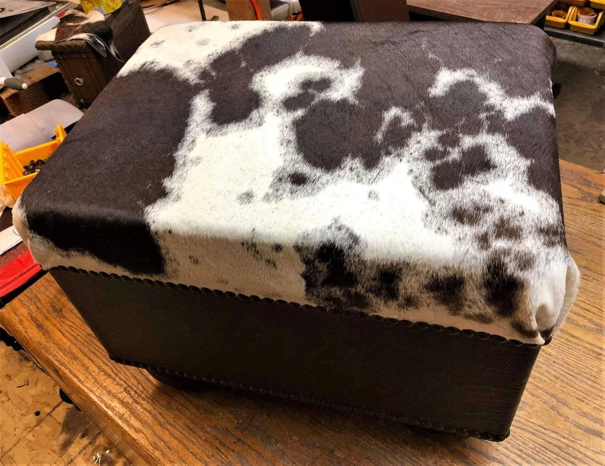 Longhorn Cowhide Ottoman