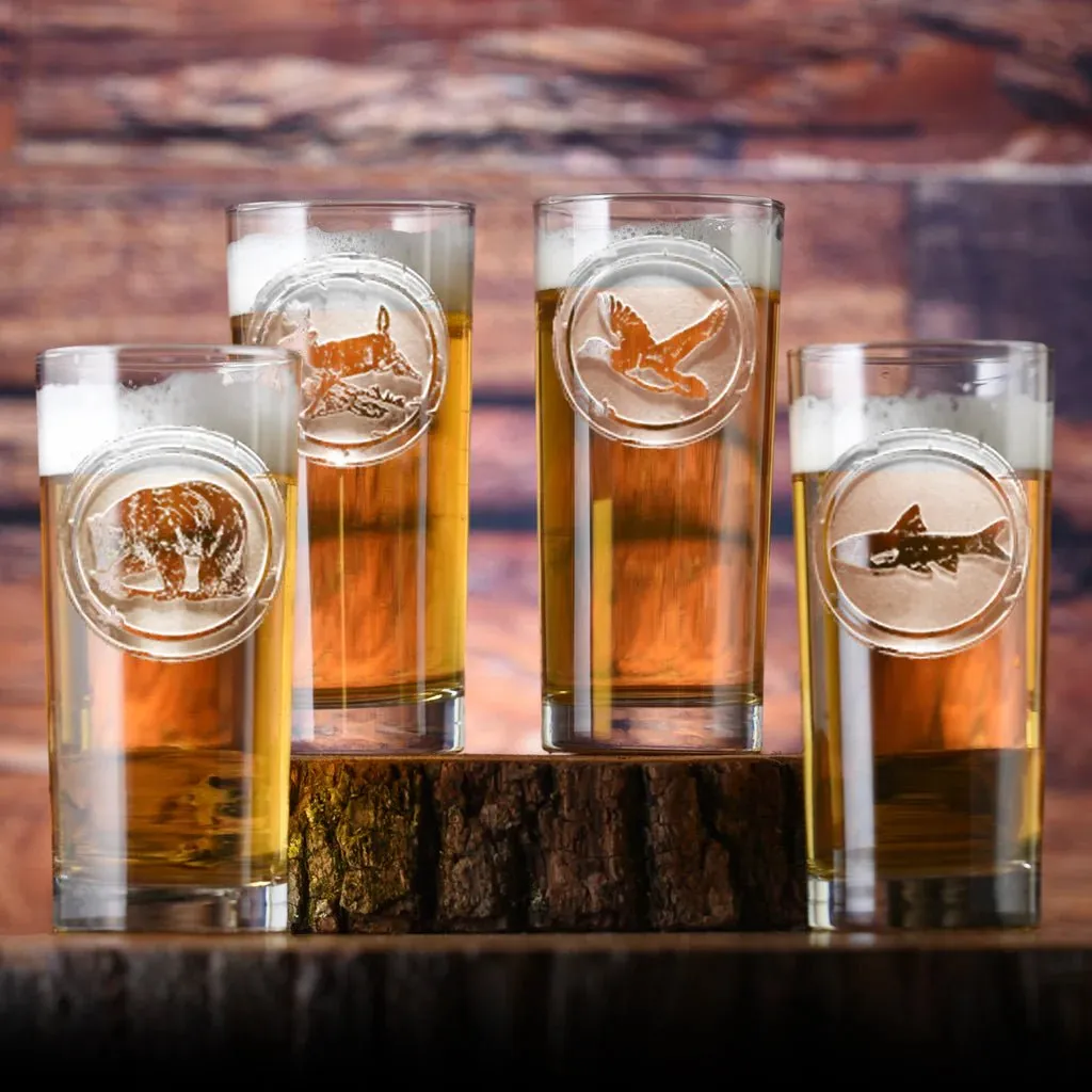 Longhorn Deep Carved Highball Glasses