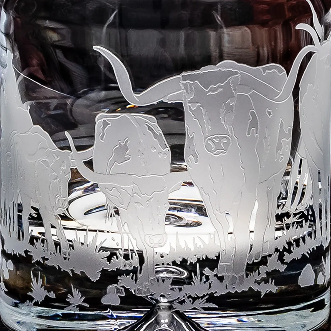 Longhorn Stampede Sand Carved Decanter