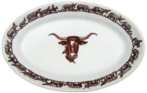 Longhorn Western Serving Platter shower curtain, waterproof liner