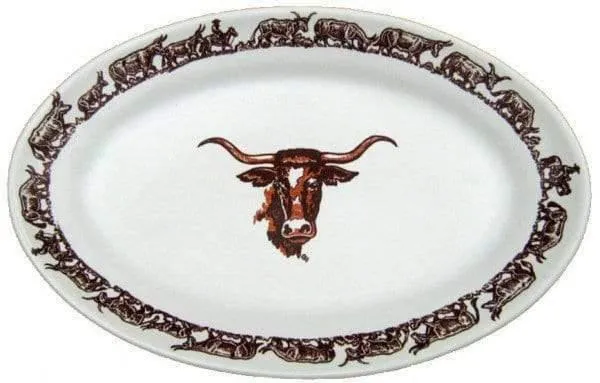 Longhorn Western Serving Platter shower curtain, waterproof liner
