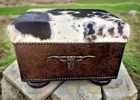 Longhorn Cowhide Ottoman table runner, placemat