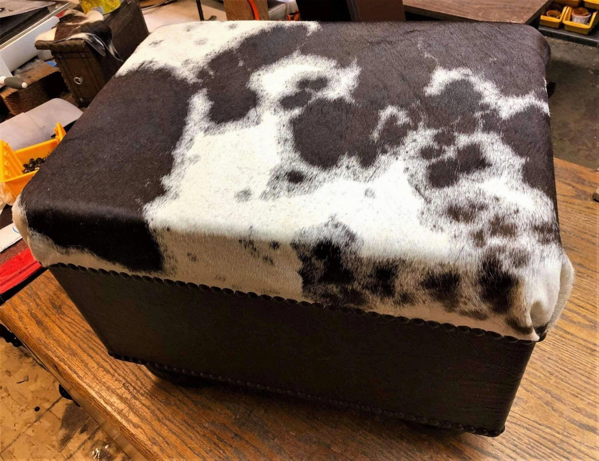 Longhorn Cowhide Ottoman