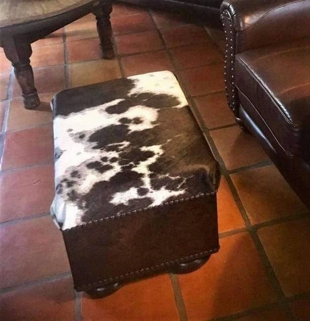 Longhorn Cowhide Ottoman