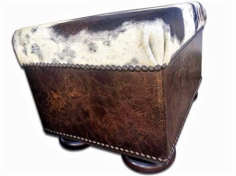 Longhorn Cowhide Ottoman