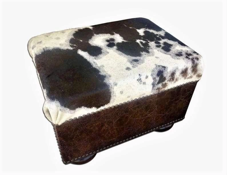 Longhorn Cowhide Ottoman