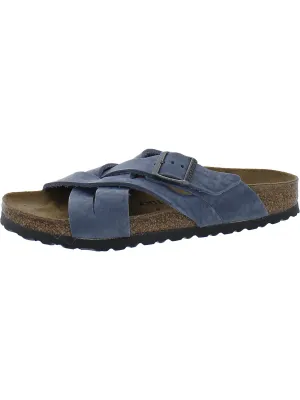 Lugano Womens Leather Criss-Cross Slide Sandals