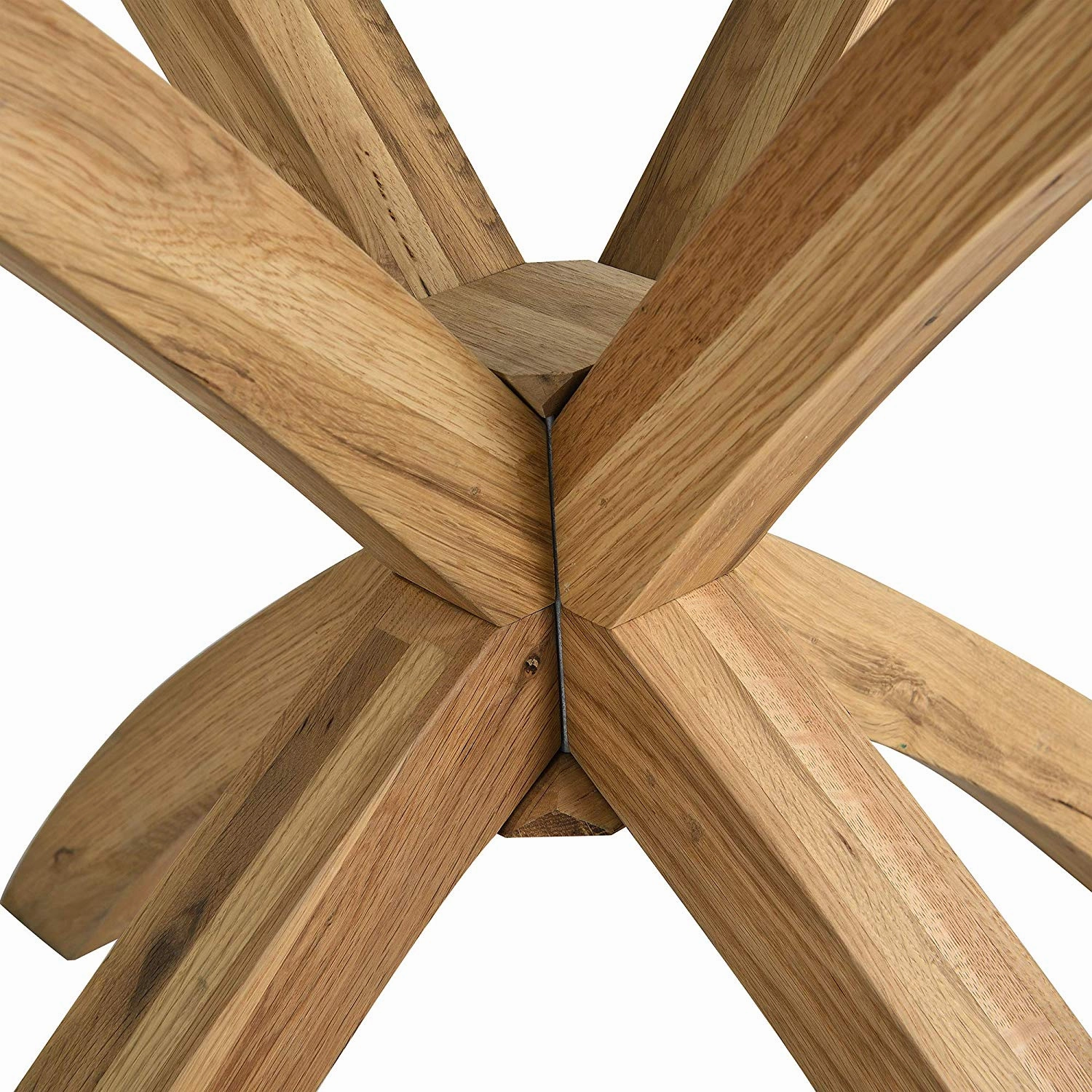 Lugano 110cm Round Glass Top Solid Oak Legs Dining Table