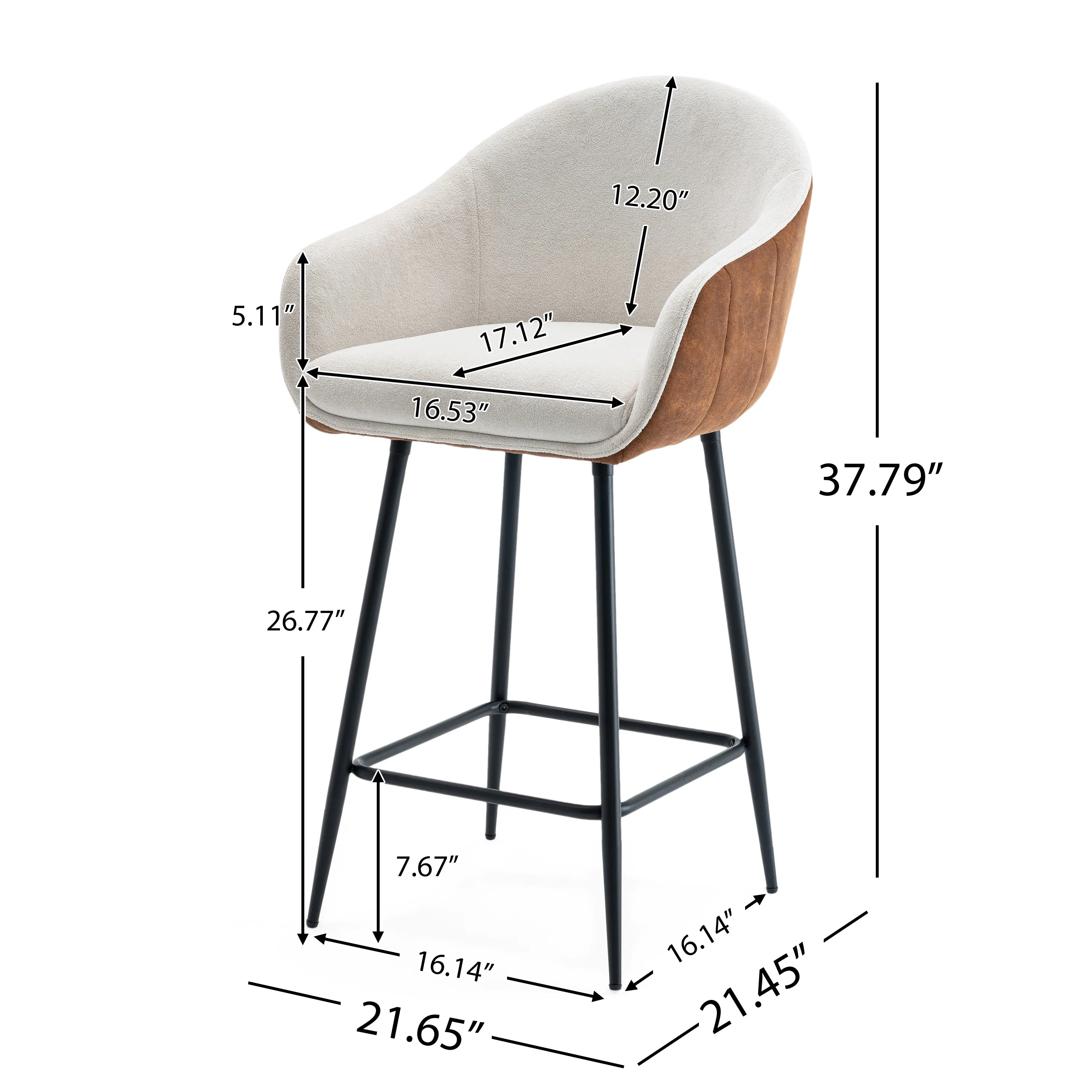 Luxury Bar Beige & Brown Upholstery Counter Stools