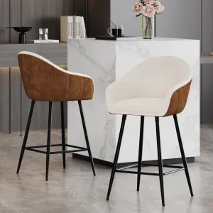 Luxury Bar Beige & Brown Upholstery Counter Stools bar stool, counter stool