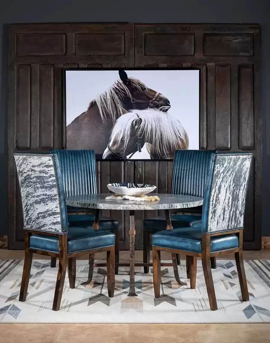 Luxury Blue Leather Dining Chair