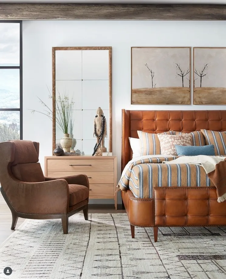 Luxury Hyatt Tufted Leather Bed bedroom furniture, nightstand
