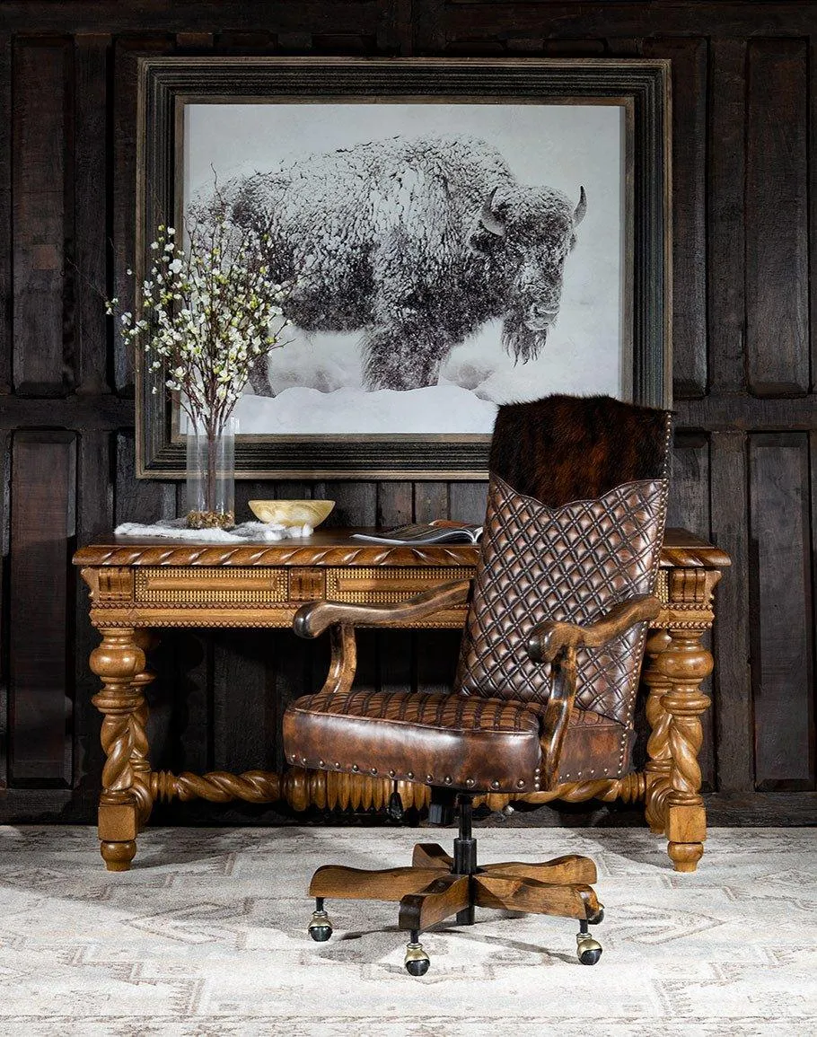 Luxury Leather & Cowhide Office Chair