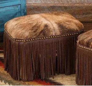 Luxury Leather Fringed Cowhide Stool Ottoman gaming chair, computer chair