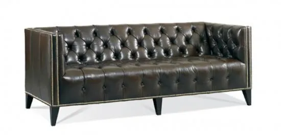 Luxury Red Leather Tufted Sofa