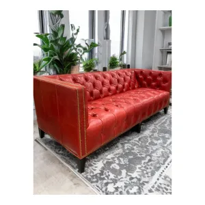 Luxury Red Leather Tufted Sofa vanity mirror, wall mirror