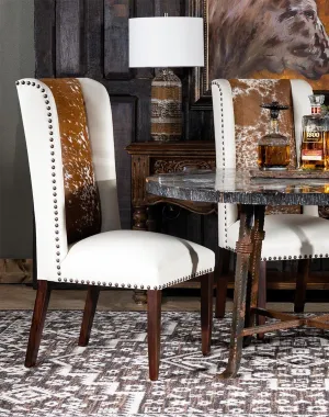 Luxury White Leather Dining Chair with Longhorn Hide gaming chair, computer chair
