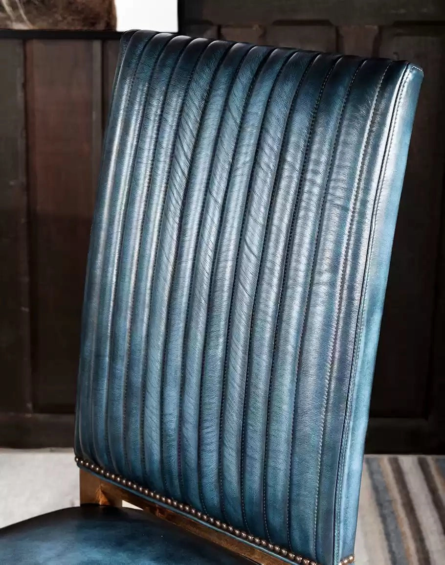 Luxury Blue Leather Dining Chair