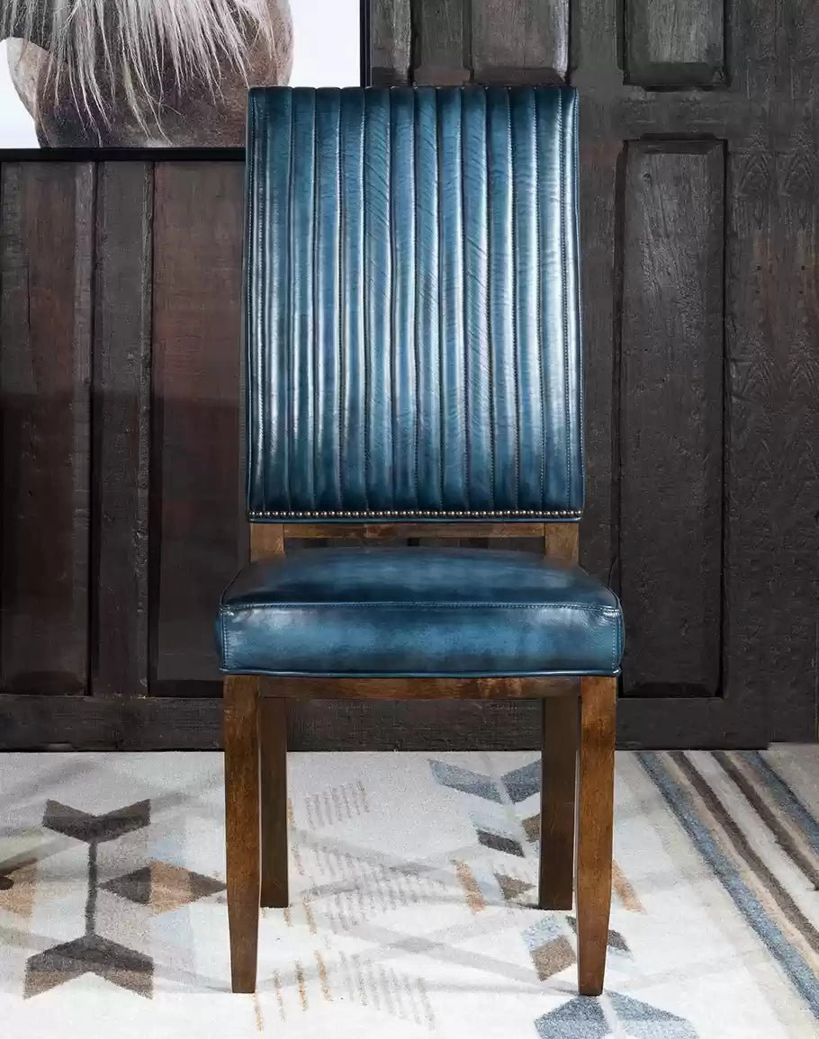 Luxury Blue Leather Dining Chair