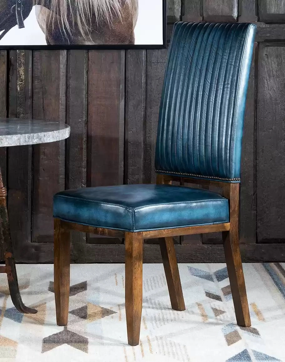 Luxury Blue Leather Dining Chair