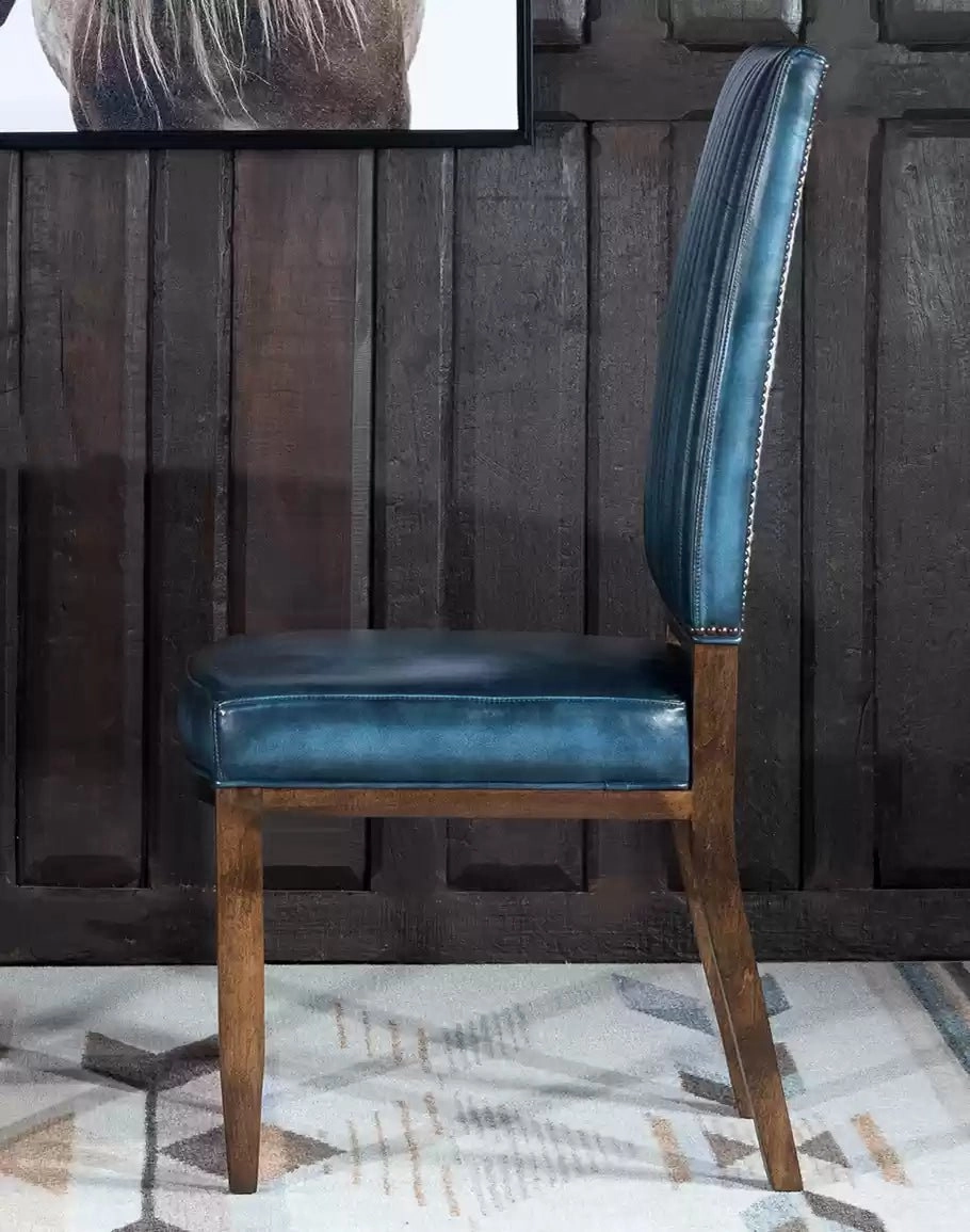 Luxury Blue Leather Dining Chair