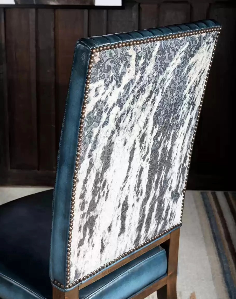 Luxury Blue Leather Dining Chair