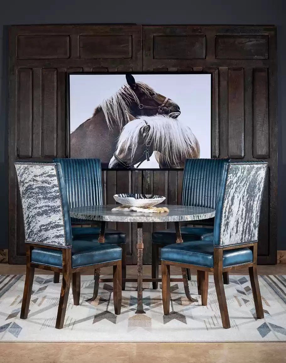 Luxury Blue Leather Dining Chair