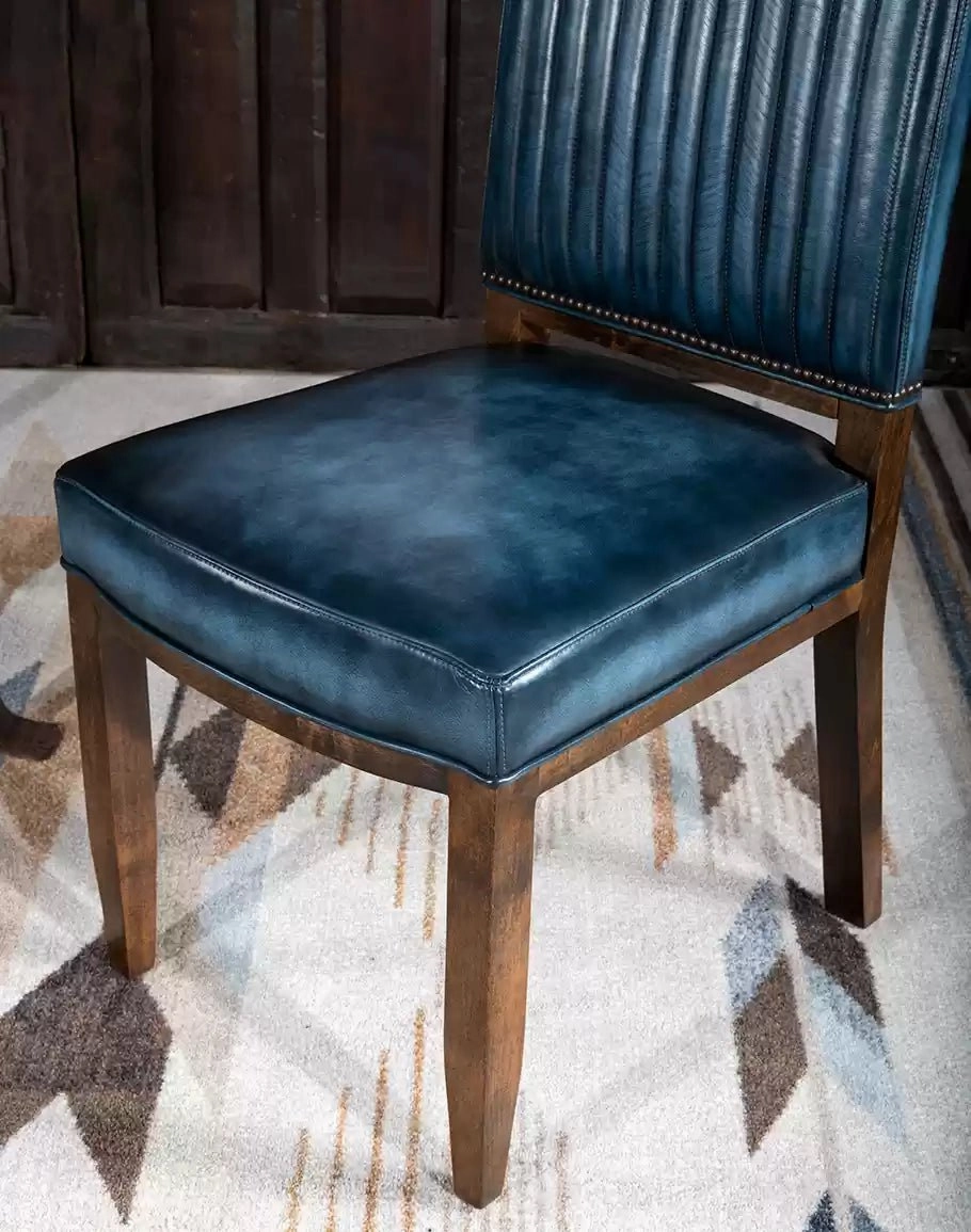 Luxury Blue Leather Dining Chair