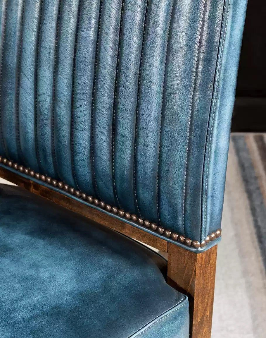 Luxury Blue Leather Dining Chair